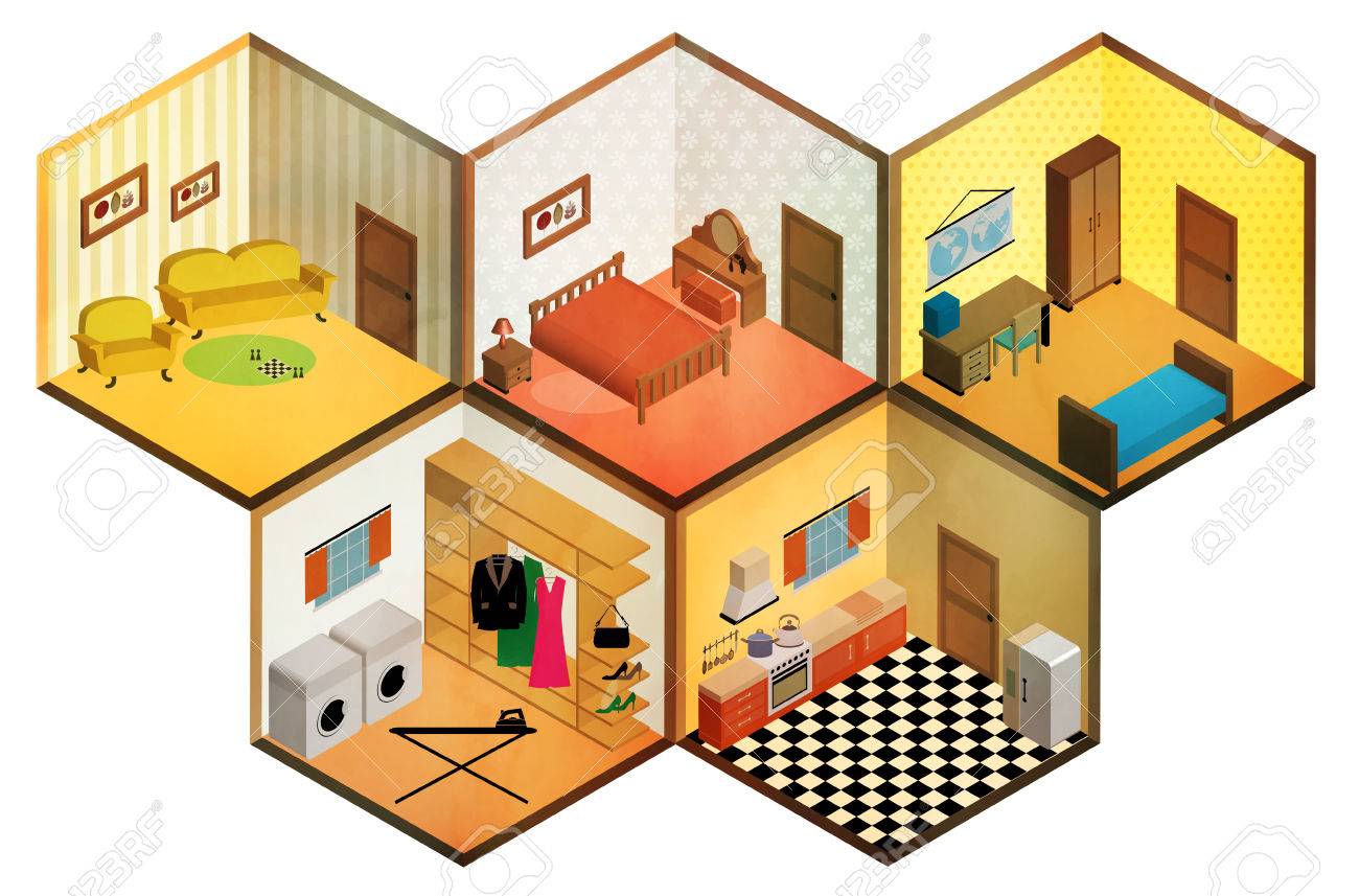 Vector isometric rooms icon